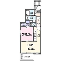 オリュザB 1階1LDKの間取り
