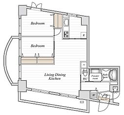 コロネード春日 9階2LDKの間取り