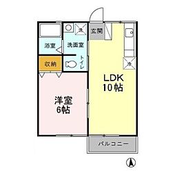 シティハイムメイプル 1LDKの間取図画像