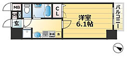 プレサンス三宮ルミネス 1Kの間取図画像
