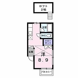 バーン荒町B棟 ワンルームの間取図画像