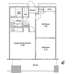 プラザタワー勝どき 2LDKの間取図画像