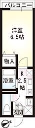 ミニヨン石橋 1Kの間取図画像