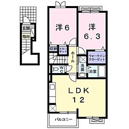 カーサスカイ1 2LDKの間取図画像