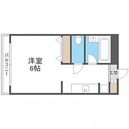 日之出ビル多の津 5階2DKの間取り