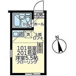 ユナイト境之谷タルトフロマージュ ワンルームの間取図画像