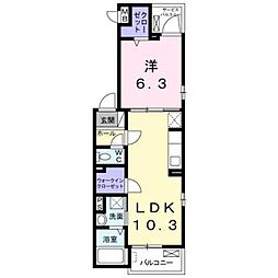 ピアッツァ梶山 1LDKの間取図画像