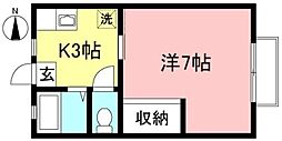 ぷらぁなB 1Kの間取図画像