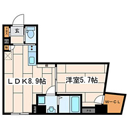メゾンドゥファミーユ大倉山 1LDKの間取図画像