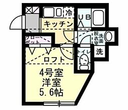 バーグハウス湘南辻堂 1Kの間取図画像