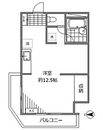 カーサカローレ ワンルームの間取図画像