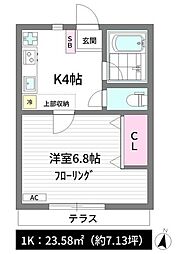 ラデッキー新中野 1Kの間取図画像