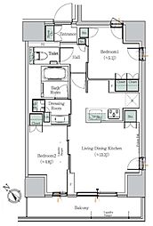 ワンルーフレジデンス西日暮里 2LDKの間取図画像