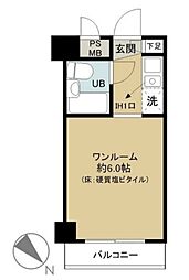 ペガサスマンション千束 3階ワンルームの間取り