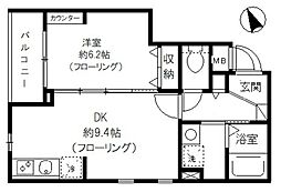 グリーニエ西新宿 1DKの間取図画像