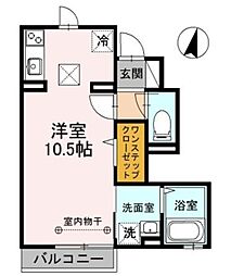 タカラコート 1階ワンルームの間取り
