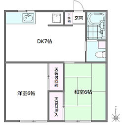 クレスト久我山 1階2DKの間取り