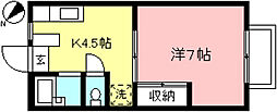 メゾンプリュースアン 1Kの間取図画像
