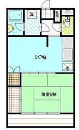 パールハイツ白山 1DKの間取図画像