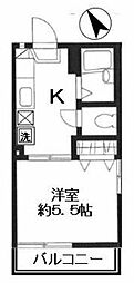 ヒルトップ妙蓮寺 1Kの間取図画像