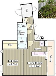 西馬込テラスコート 1LDKの間取図画像