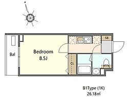 S-RESIDENCE玉川学園前 1Kの間取図画像