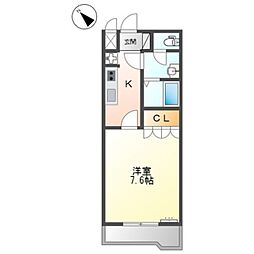 ラ・メールAKAI 1Kの間取図画像