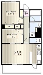 グラディート町田 2LDKの間取図画像
