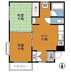センチュリーハイツ 2DKの間取図画像