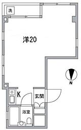 牧ビル 3階ワンルームの間取り