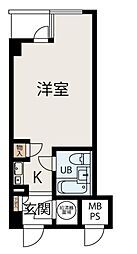 コスモシティ市ヶ谷 ワンルームの間取図画像
