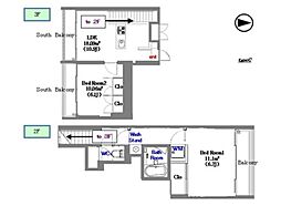 蓮根マンション 3階2LDKの間取り