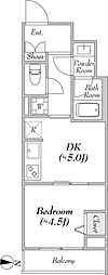 ルミークアン東陽町 1DKの間取図画像