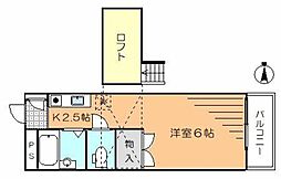 小島ビル 3階1Kの間取り
