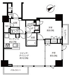東京ベイシティタワー 2LDKの間取図画像
