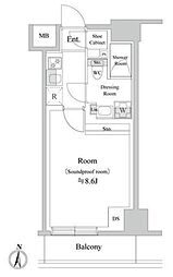 トラック両国 9階1Kの間取り