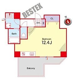 シティコートカスガ ワンルームの間取図画像
