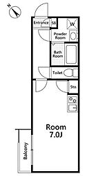 スカイウィング四つ木 ワンルームの間取図画像