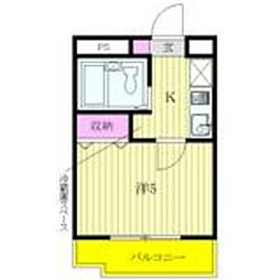 菱和パレス上北沢 1Kの間取図画像