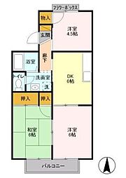 サンモールおゆみ野 Ｂ 2階3DKの間取り