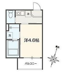 MELLAS北与野 1Kの間取図画像