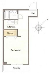 プラーズ関原 3階ワンルームの間取り