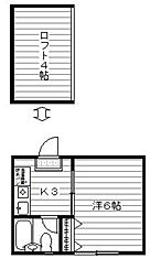コーポキタジマ 1Kの間取図画像