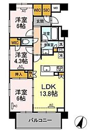 ザ・パークハウス横浜大口A棟 3LDKの間取図画像