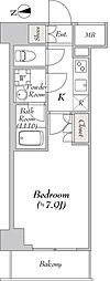 ミリアレジデンス浅草橋 7階1Kの間取り