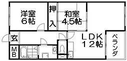 ハイツアザレア 2LDKの間取図画像