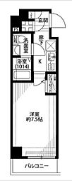 プレール・ドゥーク東品川 1Kの間取図画像