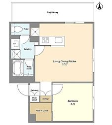 ガーデンレジデンス恵比寿 3階1LDKの間取り