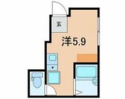 イリスクラン ヨヨギ ワンルームの間取図画像