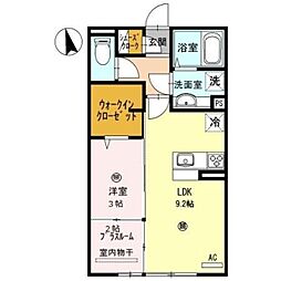 D-roomSENZU 1LDKの間取図画像